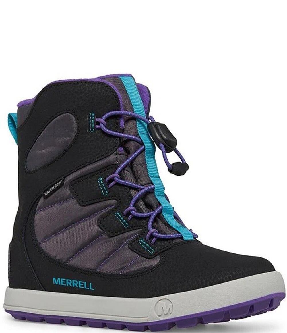 Merrell Snow Bank 4.0 Waterproof Snow Boots Kids Size 13 Black Purple Winter